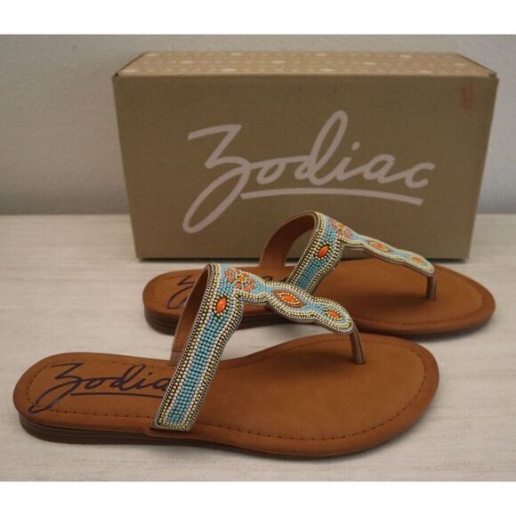 Zodiac I0324S2 Women's Sz 11 Orange Multi Yves Beaded Flat Sandals $80 - Picture 5 of 9